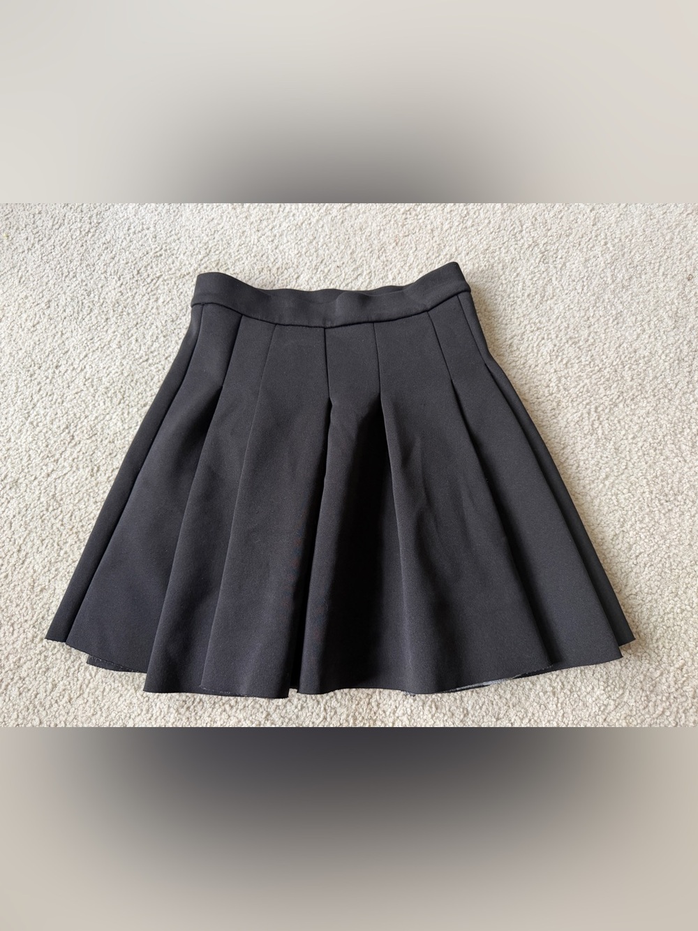 T ALEXANDER WANG Black Neoprene Box Pleated Short Length Mini Skirt Size M